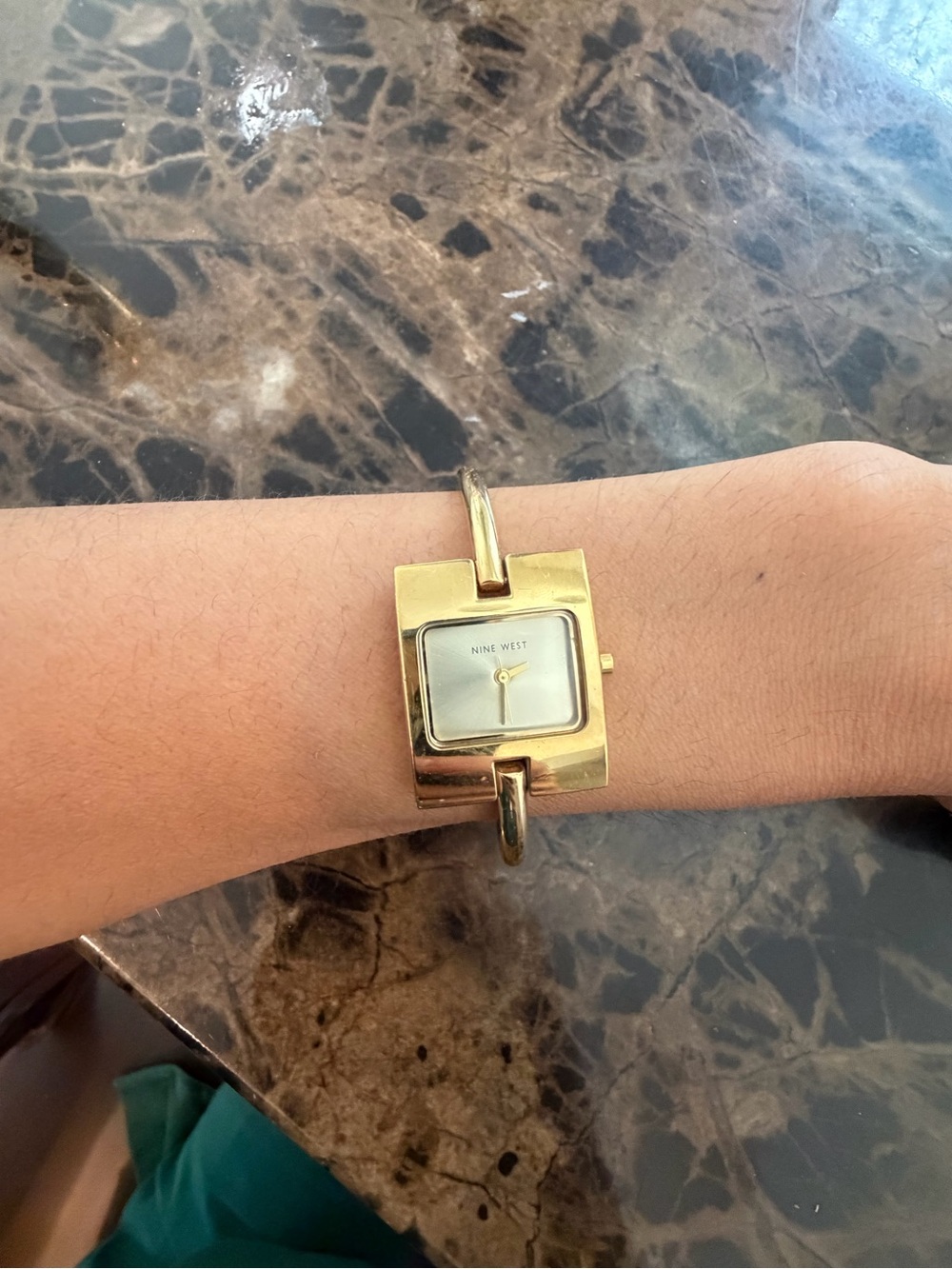 Nine West Gold Square Bangle Watch working- new battery